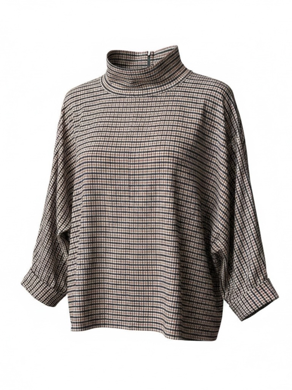 NWT Zara Women high neck plaid long sleeve blouse. Size XS.